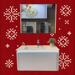 TC190 - Tủ chậu nhựa Plywood + Tủ gương led sấy + Vòi nóng lạnh cao cấp - Hàng nhập khẩu nguyên bộ