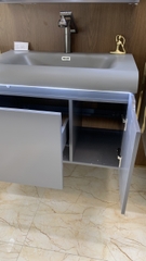 TC195 - Tủ chậu nhựa mặt chậu đá Thạch Anh liền khối màu ghi xám cao cấp