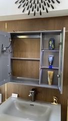 TC195 - Tủ chậu nhựa mặt chậu đá Thạch Anh liền khối màu ghi xám cao cấp