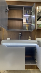 TC195 - Tủ chậu nhựa mặt chậu đá Thạch Anh liền khối màu ghi xám cao cấp