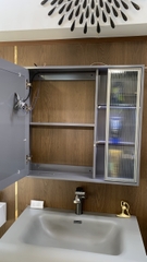 TC195 - Tủ chậu nhựa mặt chậu đá Thạch Anh liền khối màu ghi xám cao cấp