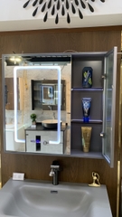 TC195 - Tủ chậu nhựa mặt chậu đá Thạch Anh liền khối màu ghi xám cao cấp