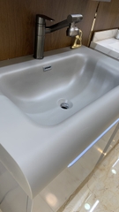 TC195 - Tủ chậu nhựa mặt chậu đá Thạch Anh liền khối màu ghi xám cao cấp