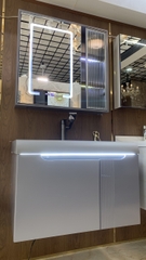 TC195 - Tủ chậu nhựa mặt chậu đá Thạch Anh liền khối màu ghi xám cao cấp