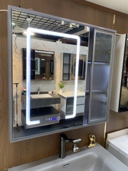 TC195 - Tủ chậu nhựa mặt chậu đá Thạch Anh liền khối màu ghi xám cao cấp