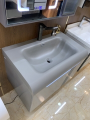 TC195 - Tủ chậu nhựa mặt chậu đá Thạch Anh liền khối màu ghi xám cao cấp