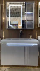 TC195 - Tủ chậu nhựa mặt chậu đá Thạch Anh liền khối màu ghi xám cao cấp