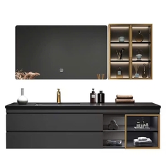 TC09K - Tủ chậu nhựa PVC đặc chịu nước màu ghi xám, mặt chậu đá đen kết hợp lòng chậu sứ nung, hàng đặt theo yêu cầu, kích thước và màu sắc tùy chọn. LH để được giá tốt: 0975.296.975