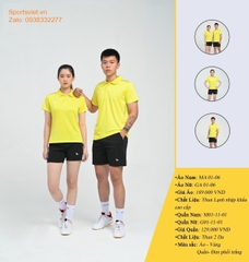 Quần áo cầu lông nam nữ màu vàng Amura Sportsviet