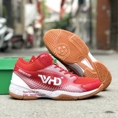 Giày bóng chuyền nam nữ sân bê tông VHD - Màu đỏ trắng