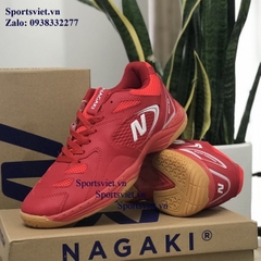 Giày cầu lông nam nữ giá rẻ Nagaki chính hãng màu đỏ