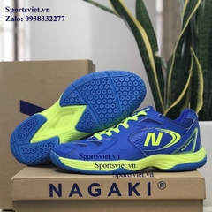 Giày cầu lông nam nữ giá rẻ Nagaki chính hãng màu xanh
