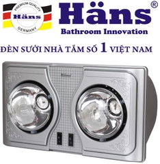 Đèn sưởi nhà tắm Hans 2 bóng H2B  hàng chính hãng bh 3 năm