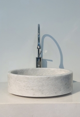 NATURAL STONE BATHROOM SINK - ELLIPSE - PURE WHITE - TOV01