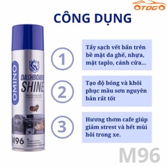 Xịt Dưỡng Bóng Nội Thất, Ghế Da Ô Tô Hương Cafe OMINO M96 500ml - Chính Hãng