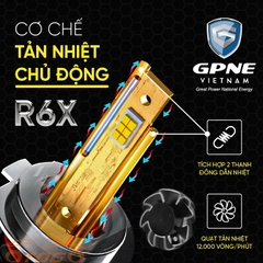 Bóng Led GPNE R6X Chân H4 , 2 Chế Độ Màu Trắng Vàng Siêu Sáng