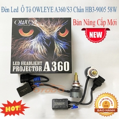 Đèn Led Ô Tô OWLEYE A360/S3 Chân HB3 - 9005 58W – Bản Nâng Cấp Mới