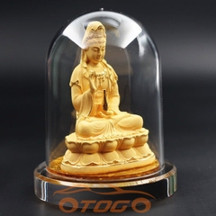 Tượng Phật Quan Âm Nhung Vàng Kim Sa Cao Cấp
