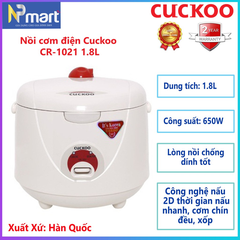 NỒI CƠM ĐIỆN CUCKOO CR-1021 1,8 LÍT xuất xứ hàn quốc, bảo hành 2 năm, hàng chính hãn