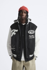 AK24112 - Z.RA CONTRASTING PATCHES HOODED JACKET