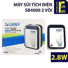 Sủi tích điện 2 vòi Sobo 4000 tạo khí oxy cho hồ cá, máy chạy êm, thổi khí tốt, tiết kiệm điện.