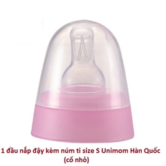Bộ đầu nắp đậy bình sữa kèm núm ti Size S - Unimom (Hàn Quốc)