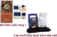 Bộ Muối thảo dược săn bụng và Đai điện quấn nóng giảm mỡ bụng, đau nhức sau sinh VIETCARE