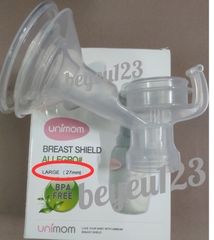 Size L 27mm- Phễu nhựa cứng Unimom kèm Matxa silicone phụ kiện hút sữa