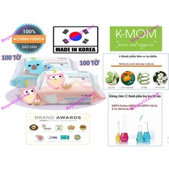 Bịch 100 tờ Khăn ướt cao cấp không mùi K-MOM (Made in Korea)
