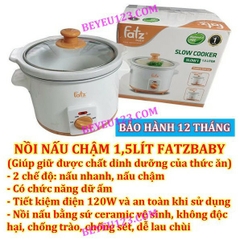 Nồi nấu cháo chậm 1,5Lít ăn dặm cho bé và gia đình FatzBaby FB9015MH