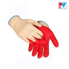 Găng tay sợi len tráng nhựa đỏ loại 1
