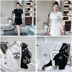 - ÁO POLO NỮ CỔ VIỀN THÊU CHANEL