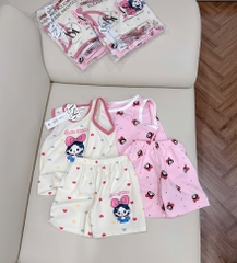 SET 2 BỘ ĐÙI BÉ GÁI BA LỖ BẠCH TUYẾT hồng be