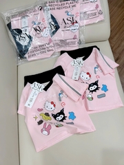 - BỘ BÉ GÁI ÁO HỒNG MÈO BLACK CAT QUẦN ĐEN