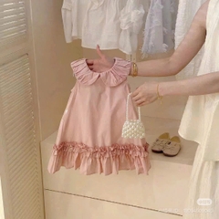 - VÁY BÉ GÁI THÔ HỒNG CỔ SEN BÈO TẦNG