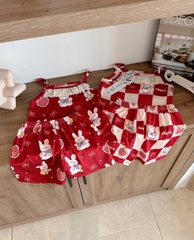 BỘ ĐÙI TĂM 2S ĐỎ VIỀN REN