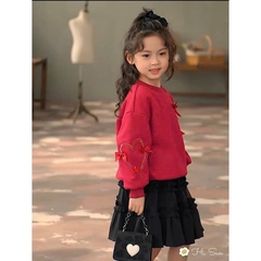 - SET BÉ GÁI ÁO ĐỎ TIM ĐÍNH NƠ CVAY XOÈ TẦNG