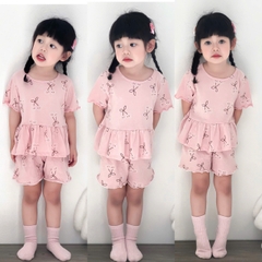 - SET 3 BỘ ĐÙI BÉ GÁI PELUM HOA NƠ ĐEN GHI HỒNG