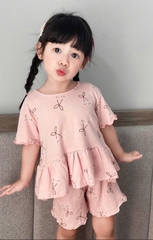 - SET 3 BỘ ĐÙI BÉ GÁI PELUM HOA NƠ ĐEN GHI HỒNG