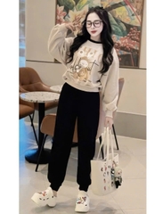 BỘ NỈ THỎ CHỮ CHIC 2 MÀU