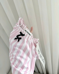 BỘ BƠI BIKINI KẺ HỒNG KÈM MŨ