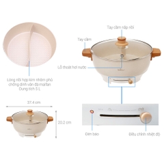 Nồi lẩu điện uyên ương Bear DHG-C50K1