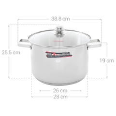 Nồi inox 3 đáy nắp kiếng 28cm Happy Cook NC-28G