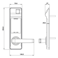 Khóa điện tử Hafele EL7700 New Big Mortise-TCS/ S912.05.584 thân Khóa lớn