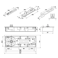 Bản lề sàn Hafele EN-4 150kg 499.30.116