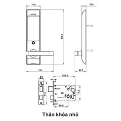 Khóa điện tử Hafele EL7500-TC/ 912.05.682 đen thân Khóa nhỏ