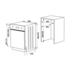 Máy rửa chén âm bán phần bề mặt thép không gỉ Hafele HDW-HI60C/ 533.23.120 (13 bộ)