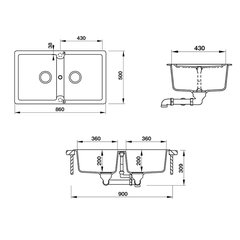 Bồn rửa chén bằng đá Hafele Julius HS-GD8650-màu xám 570.35.580