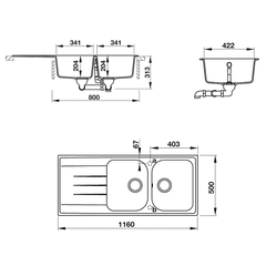 Bồn rửa chén bằng đá Hafele Julius HS-GDD11650/ 570.35.460 màu kem