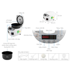 Nồi cơm điện tử Toshiba RC-18DH2PV(W)